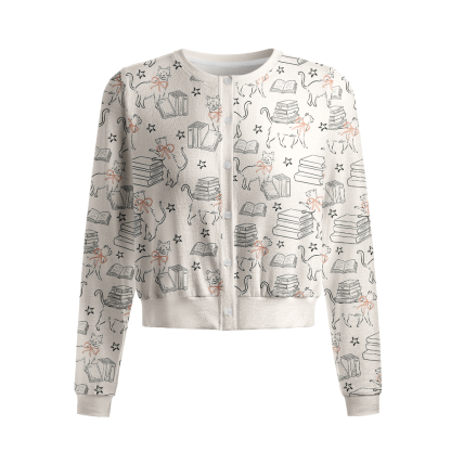 Pagewings Book Lover Crew Neck Cardigan Sweaters