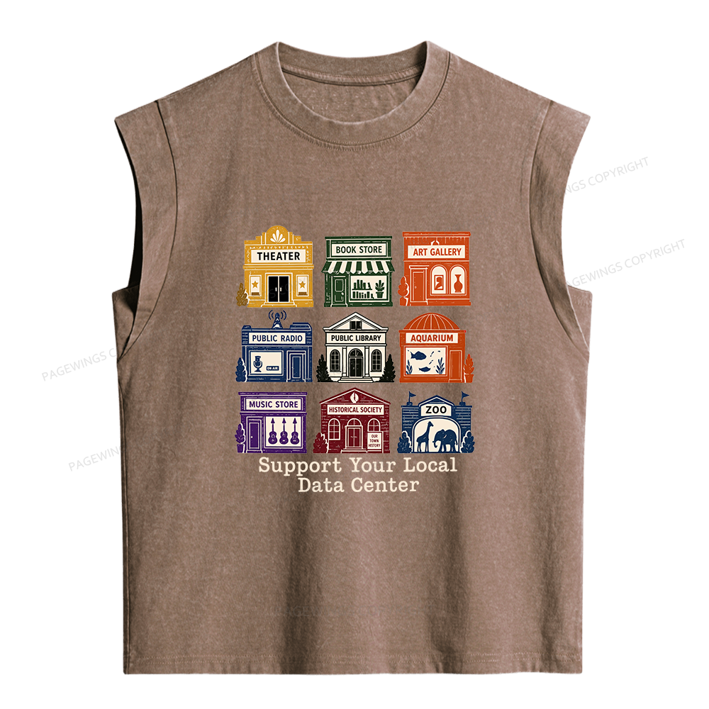 Pagewing Support Your Local Data Center Women's Washed Tank Top