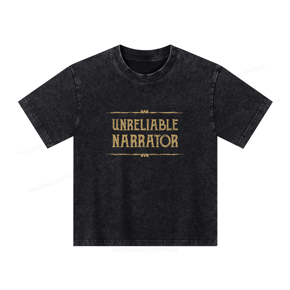 Pagewings Unreliable Narrator Unisex Kids Washed T-shirt
