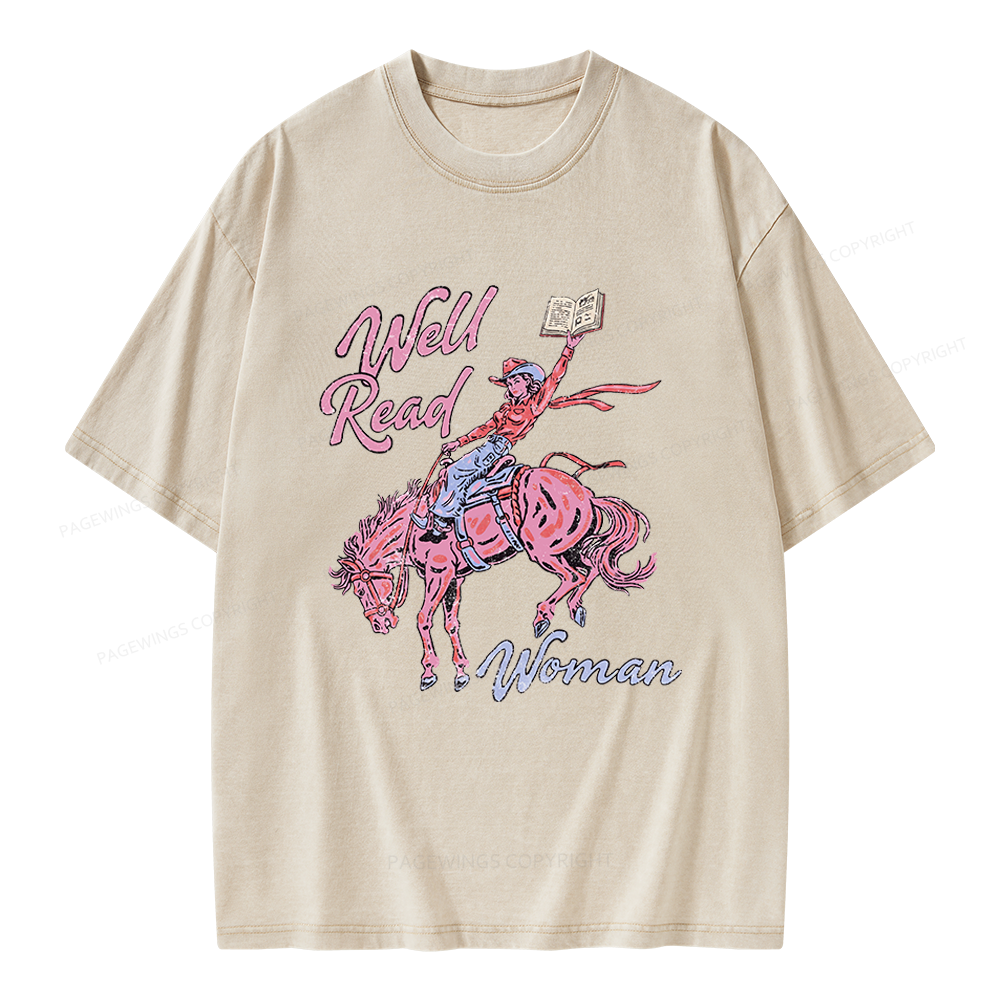 Pagewings Well Read Woman Unisex Washed T-shirt