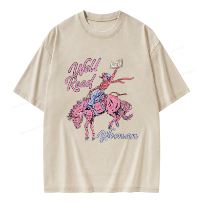 Pagewings Well Read Woman Unisex Washed T-shirt