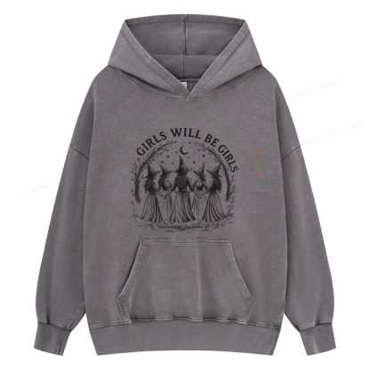 Pagewings Girls Will Be Girls Unisex Washed Hoodie