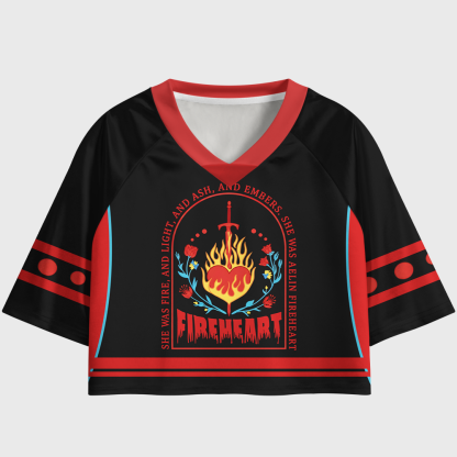 Pagewings She Was Fire Women's Cropped Jersey