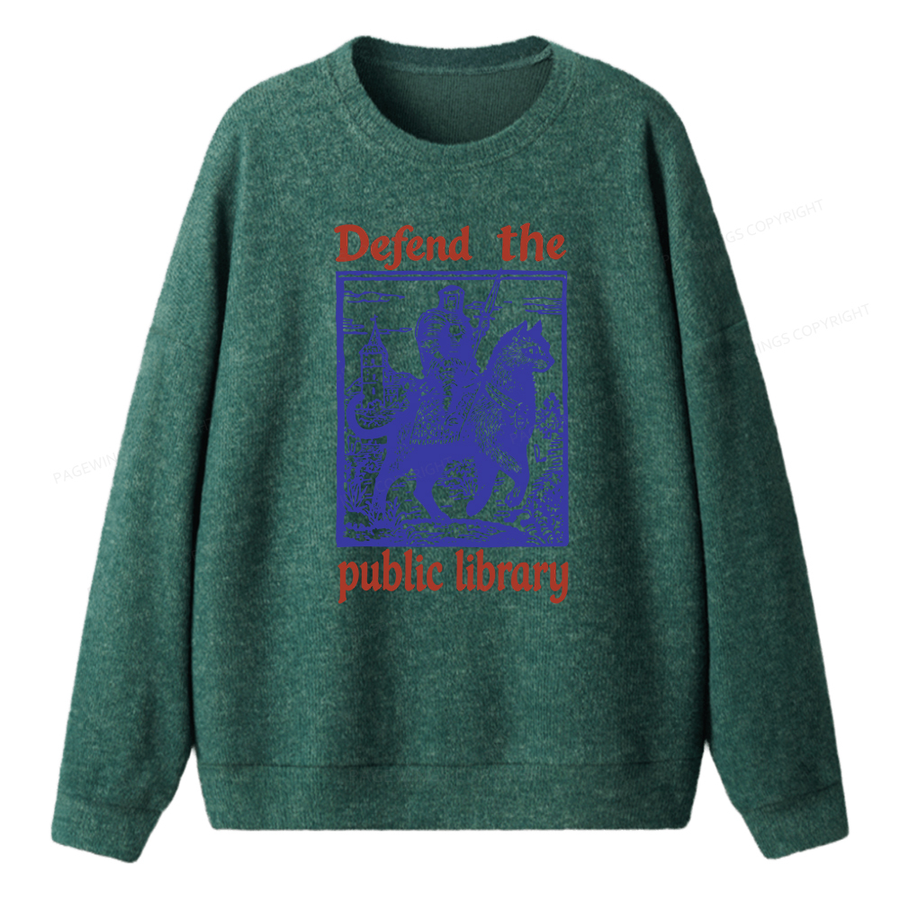 Pagewings Defend the Public Library Unisex Knit Sweatshirt