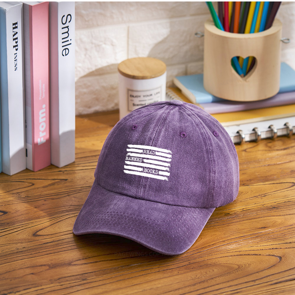 Pagewings Read Banned Books Bookworm Librarian Washed Cap