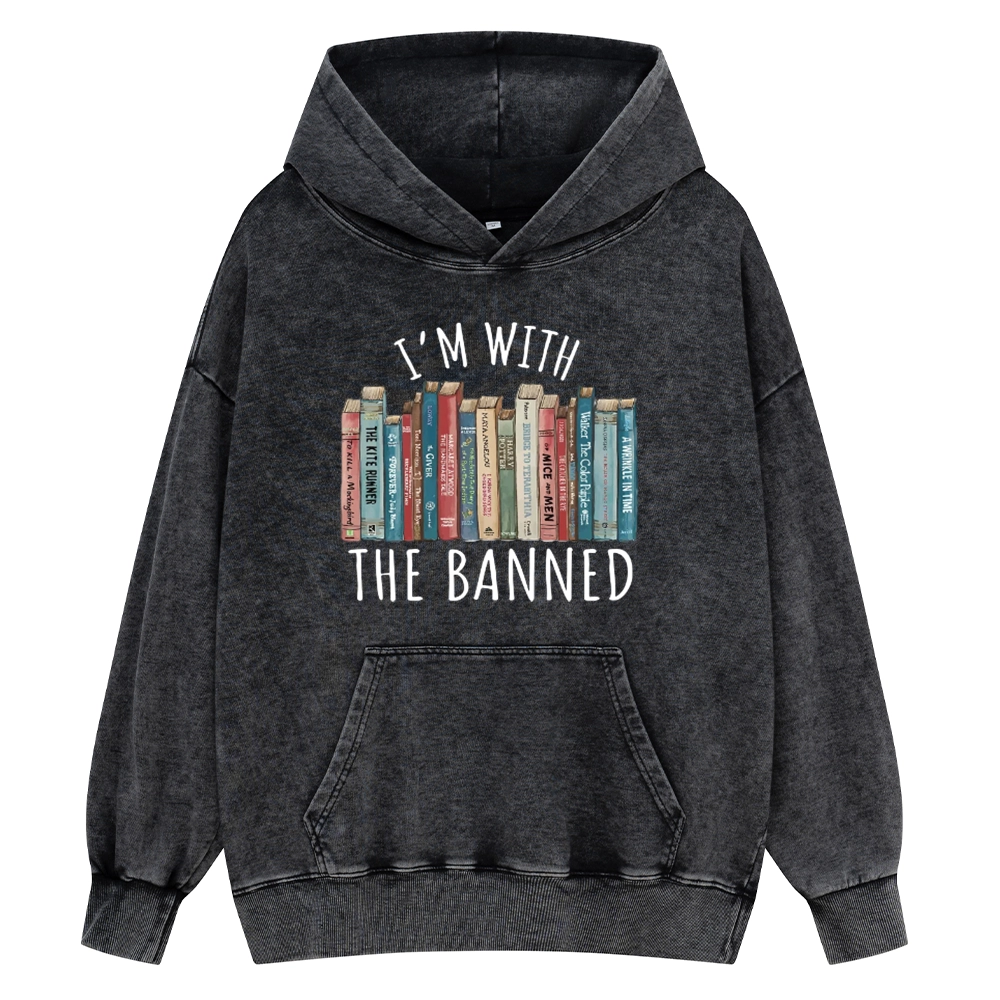 Pagewings I'm With The Banned Unisex Washed Hoodie