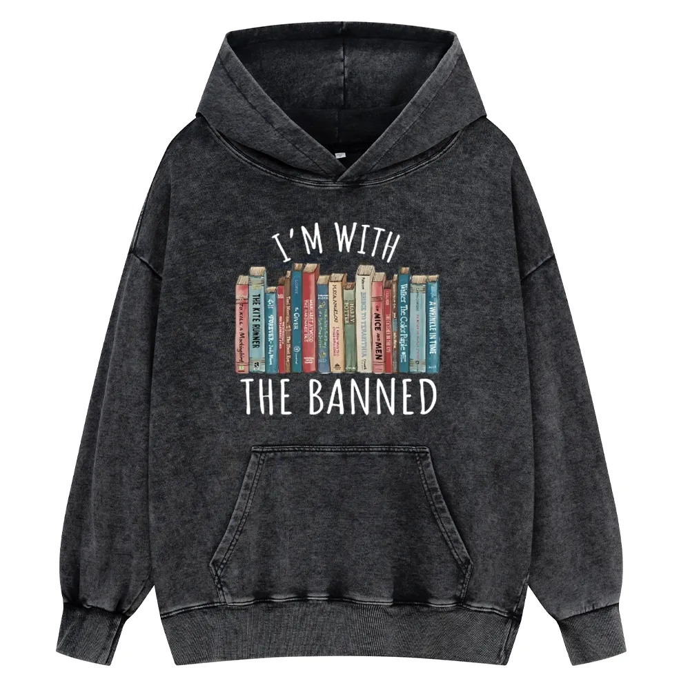 Pagewings I'm With The Banned Unisex Washed Hoodie