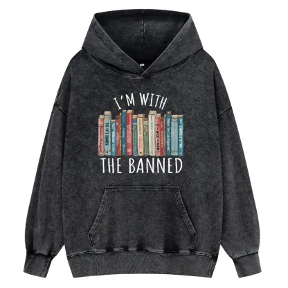 Pagewings I'm With The Banned Unisex Washed Hoodie
