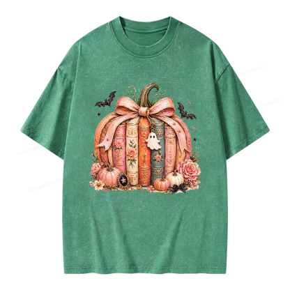 Pagewings Book Pumpkin Unisex Washed T-shirt