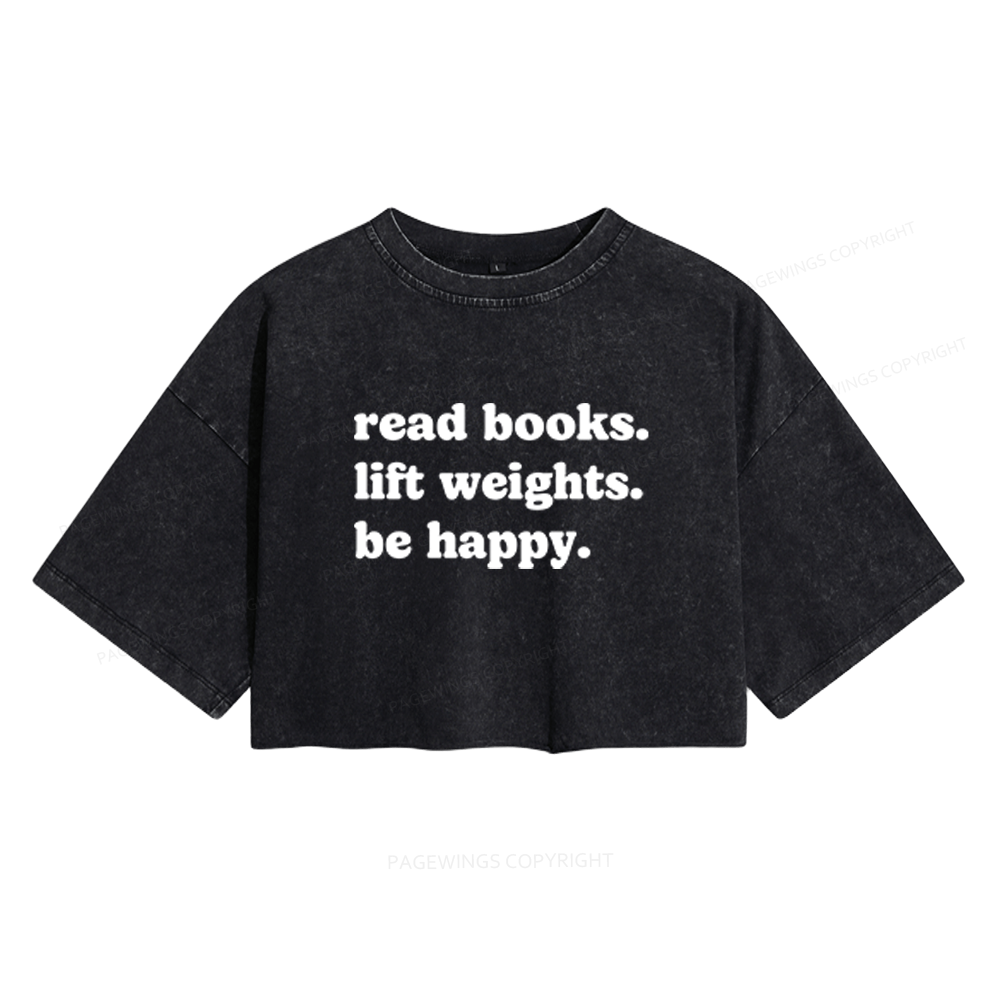 Pagewings Book Lover Gym Women's Washed Cropped T-shirt