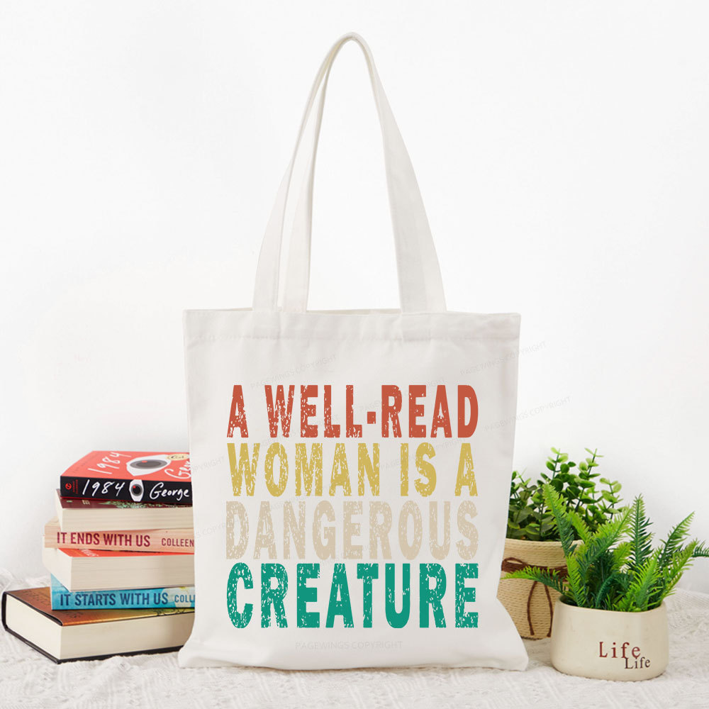 Pagewings A Well-Read Woman Is A Dangerous Creature Tote Bag