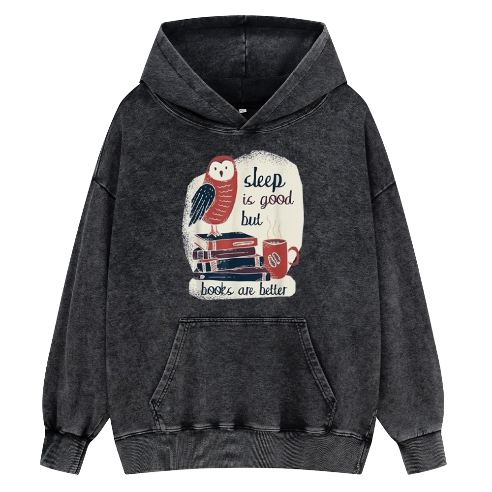 Pagewings Sleep is Good But Book is Better Unisex Washed Hoodie