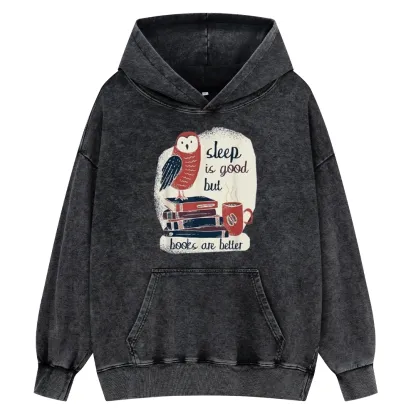 Pagewings Sleep is Good But Book is Better Unisex Washed Hoodie