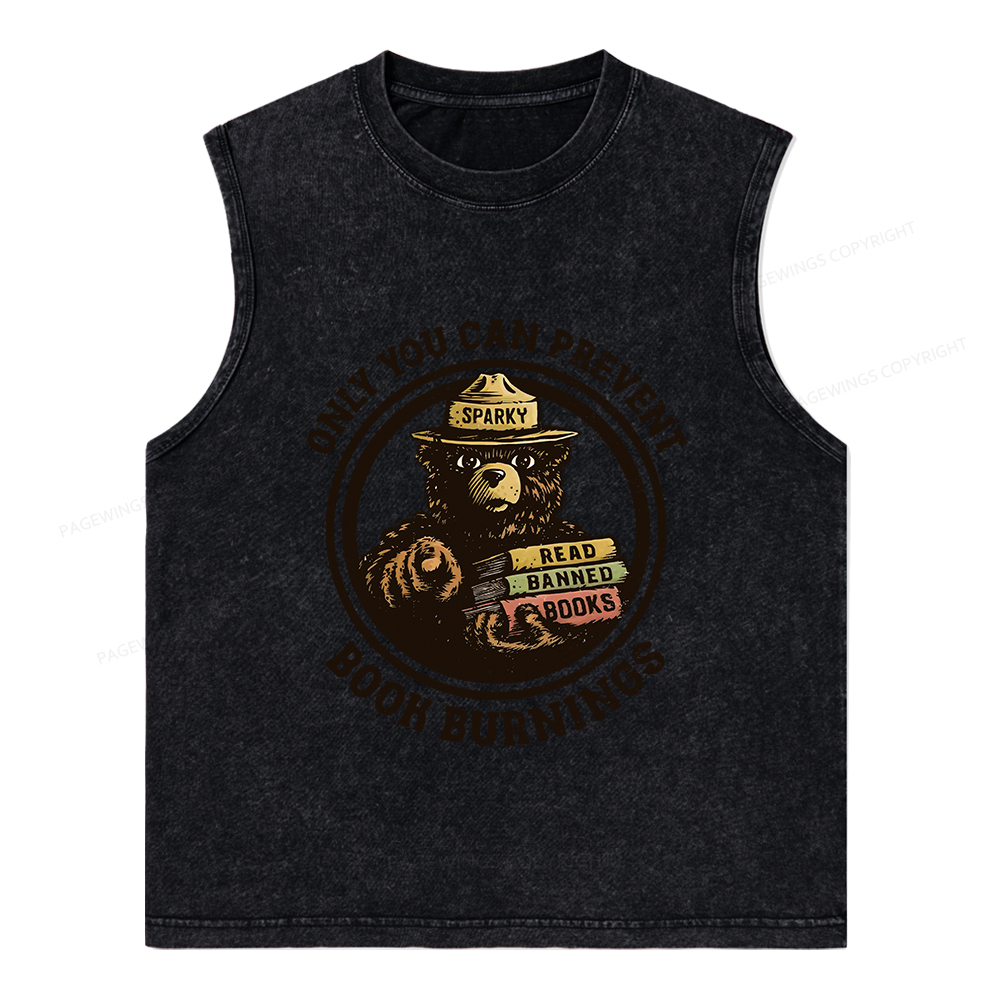 Pagewings Only You Can Prevent Book Burnings Unisex Washed Tank Top