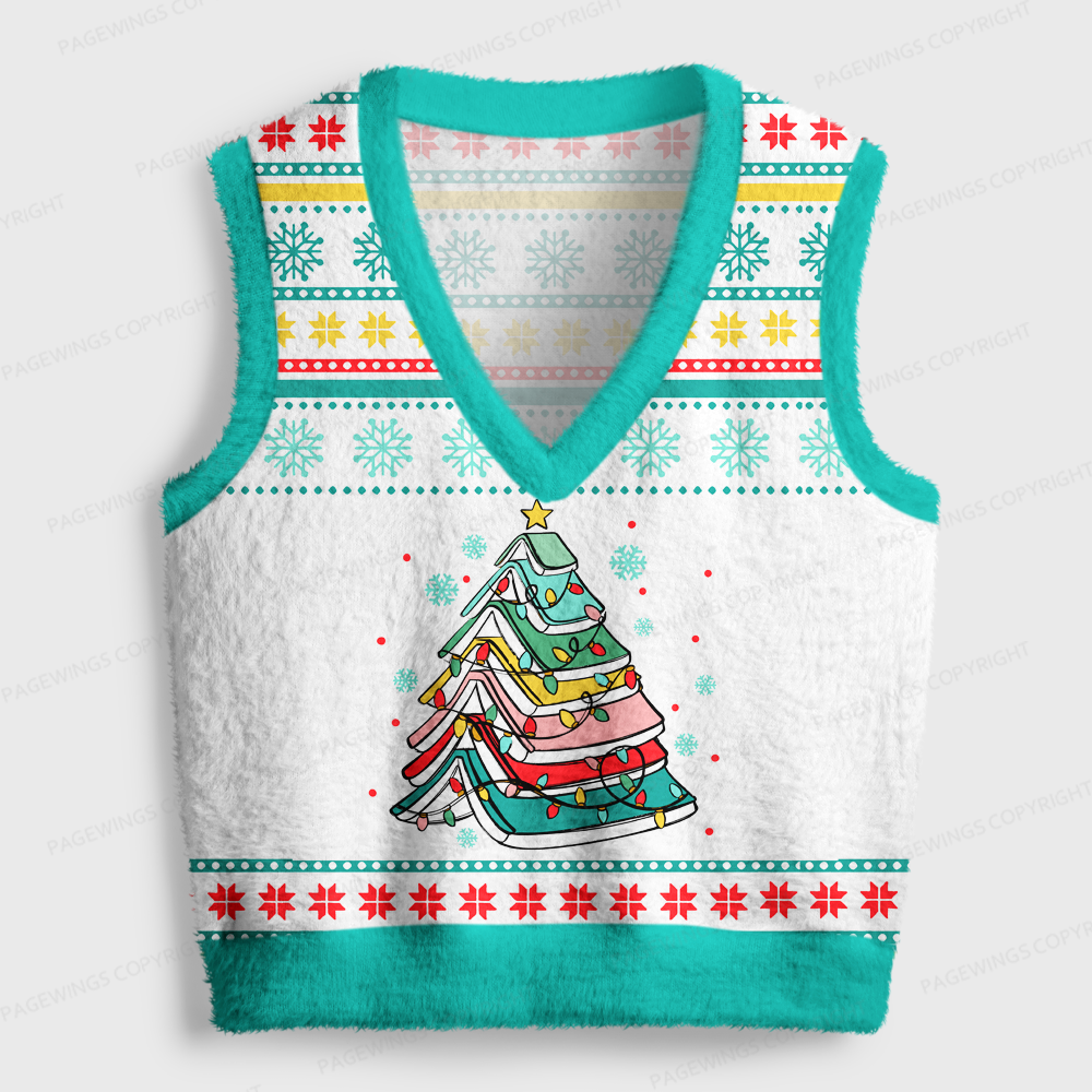 Pagewings Christmas Book V-Neck Ugly Knit Vest