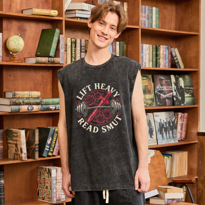 Pagewings Lift Heavy Read Smut Unisex Washed Tank Top