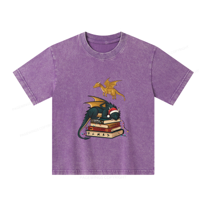 Pagewings Dragons Christmas Unisex Kids Washed T-shirt
