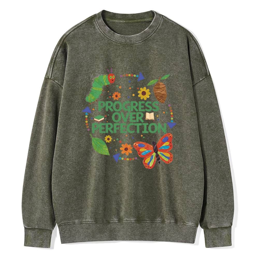 Pagewing Progress Over Perfection Unisex Washed Sweatshirt
