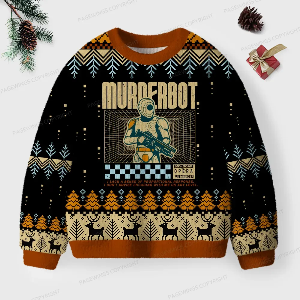 Pagewings Murderbot Unisex Ugly Knit Sweatshirt