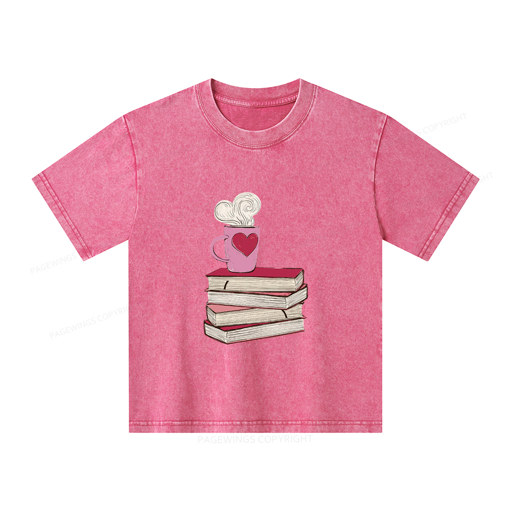Pagewings Valentine's Day Gift for the Book Lover Unisex Kids Washed T-shirt