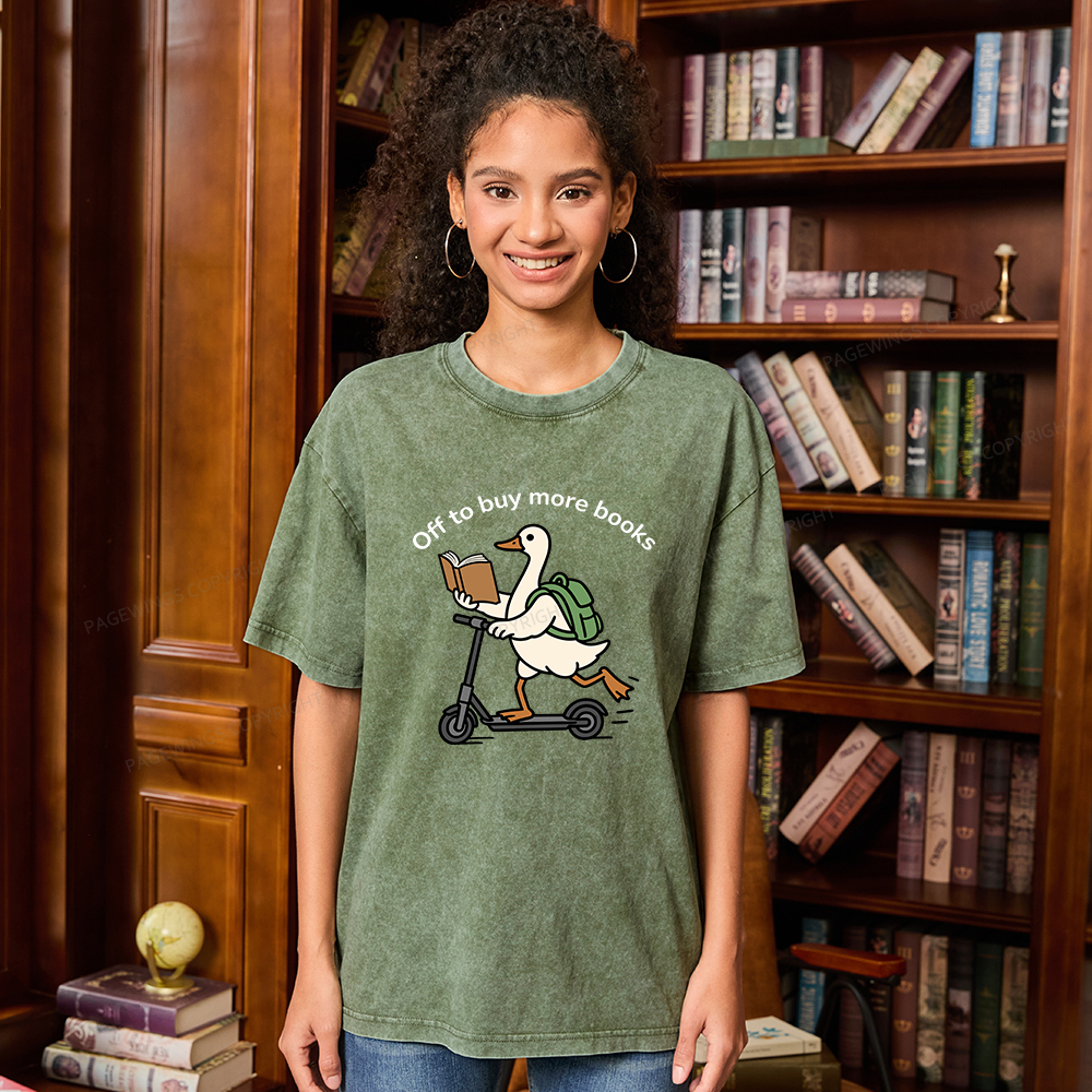 Pagewings Off to Buy More Books Unisex Washed T-shirt