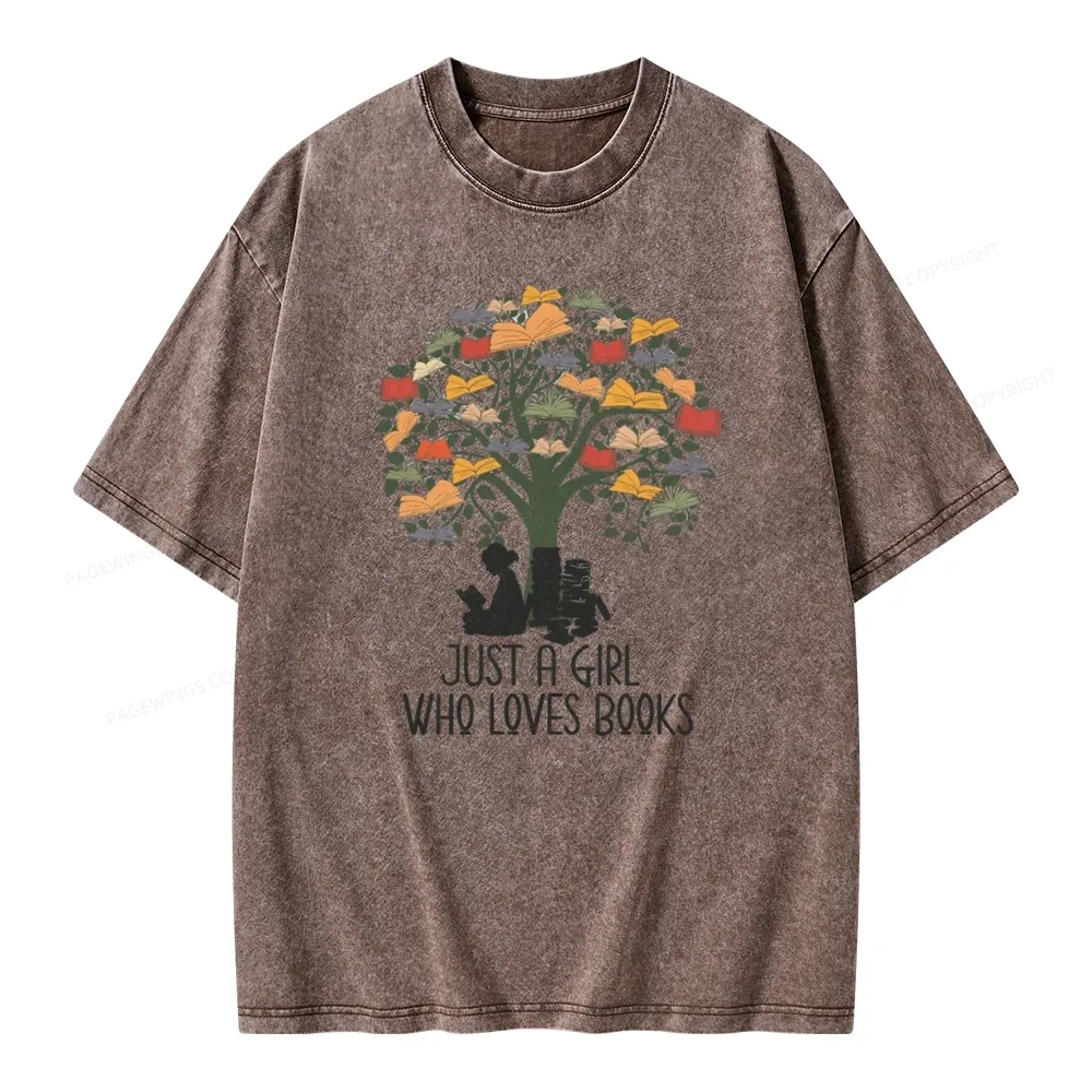 Pagewings Just A Girl Who Loves Books Unisex Washed T-shirt