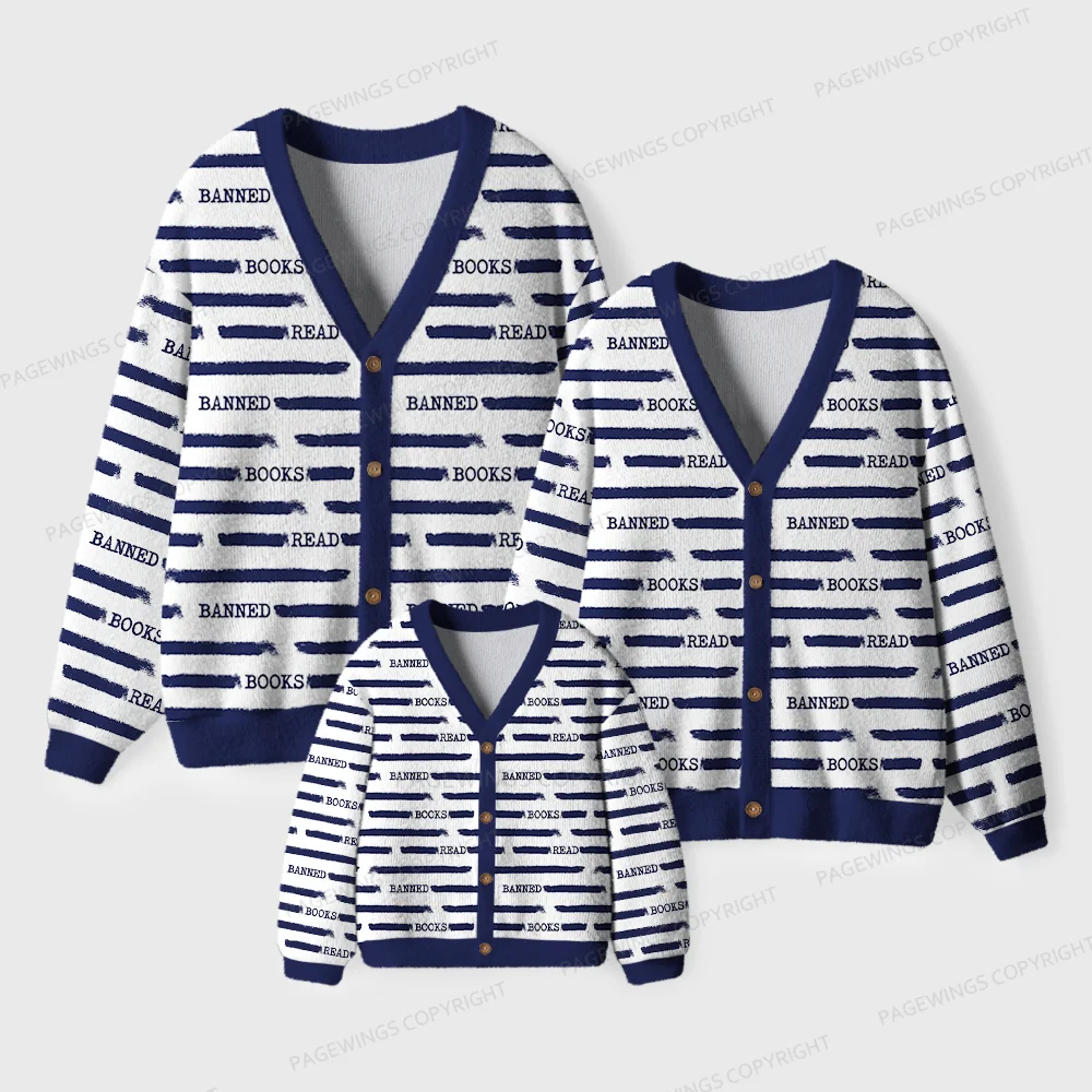 Pagewings Read Banned Books  Unisex Ugly Cardigan Sweaters