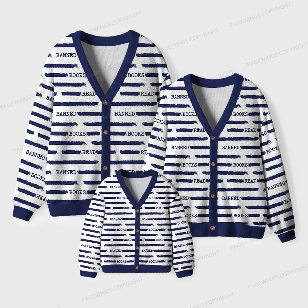 Pagewings Read Banned Books  Unisex Ugly Cardigan Sweaters