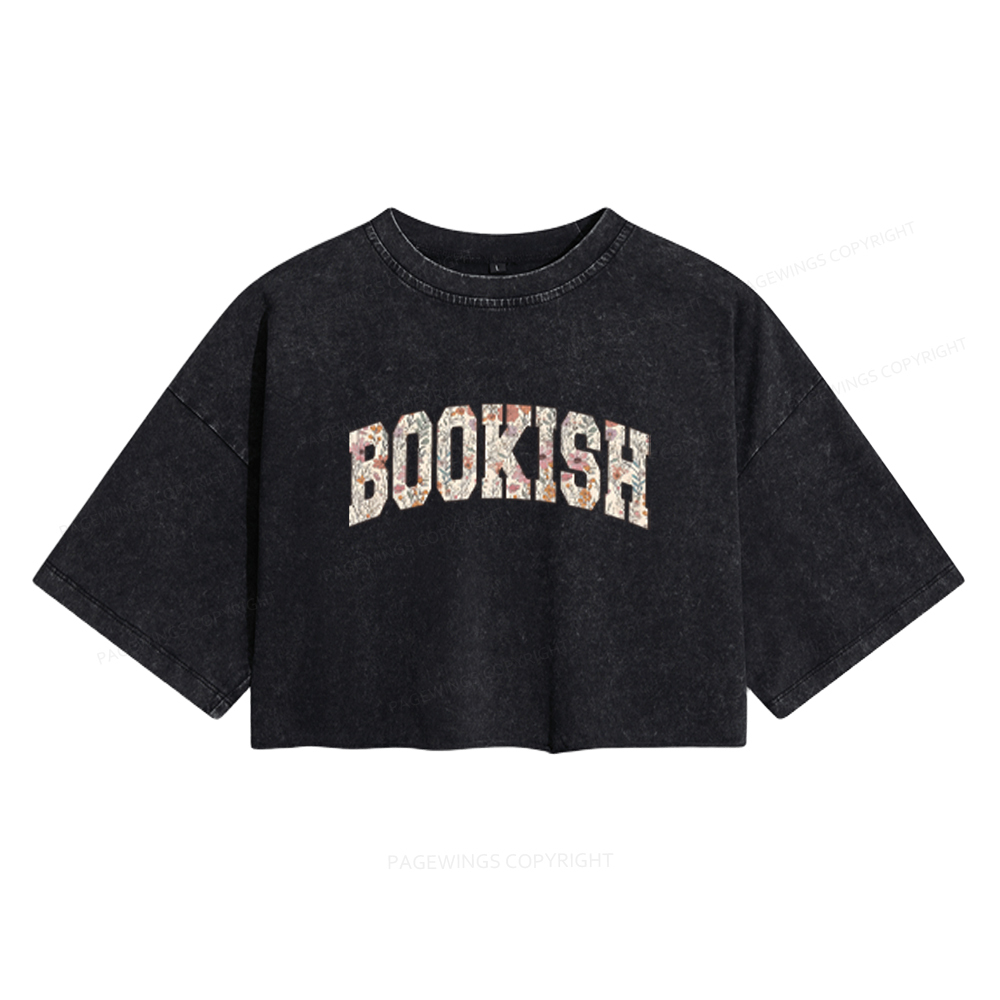 Pagewings Bookish Women's Washed Cropped T-shirt