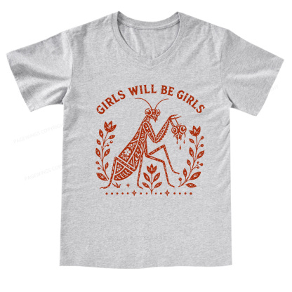 Pagewing Girls Will Be Girls V-neck T-shirt