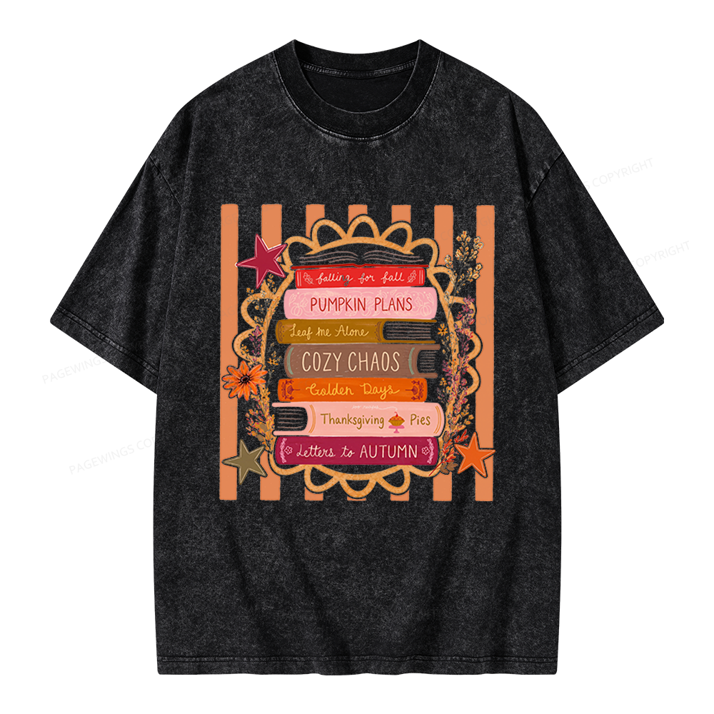 Pagewings All Booked For Fall Unisex Washed T-shirt