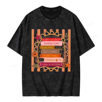 Pagewings All Booked For Fall Unisex Washed T-shirt