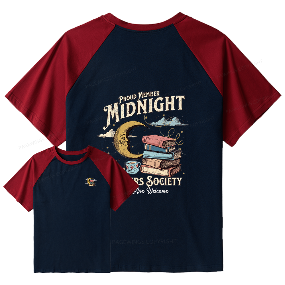 Pagewings Midnight Readers Society Raglan T-shirt