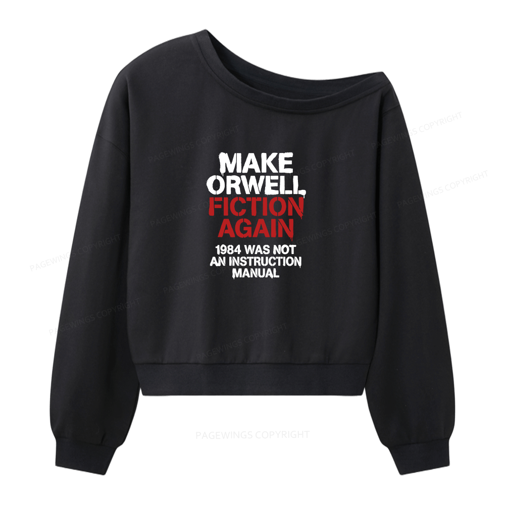 Pagewings Dystopian Book Lover Bookish Women Off Shoulder Sweatshirt