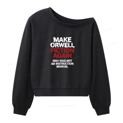 Pagewings Dystopian Book Lover Bookish Women Off Shoulder Sweatshirt