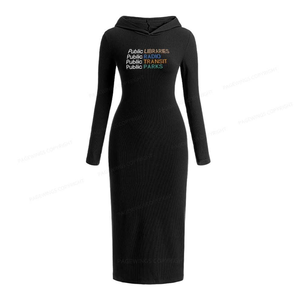 Pagewings Public Libraries Radio Transit Parks Hooded Knit Dress