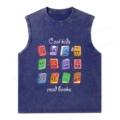 Pagewings Cool Kids Read Books Unisex Washed Tank Top