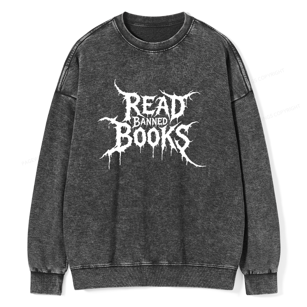 Pagewings Read Banned Books Unisex Washed Sweatshirt