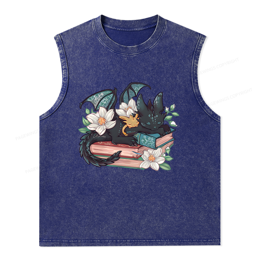 Pagewings Fantasy Book Dragon Unisex Washed Tank Top