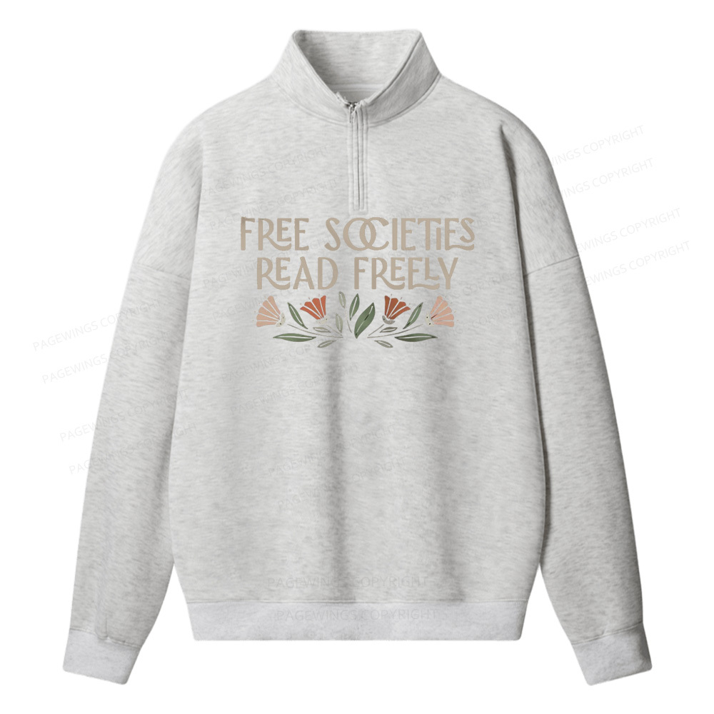 Pagewings Read Freely Unisex Half Zip Fleece Sweatshirt 