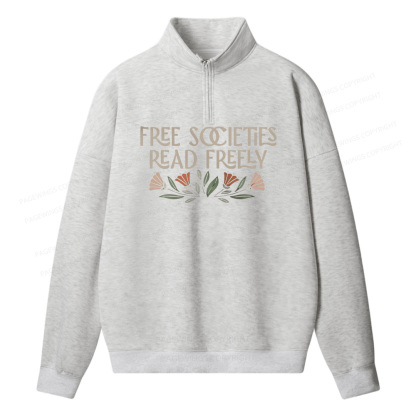 Pagewings Read Freely Unisex Half Zip Fleece Sweatshirt 