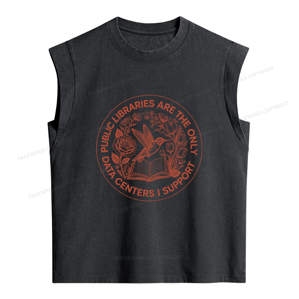 Pagewing Public Libraries I Support Women's Washed Tank Top