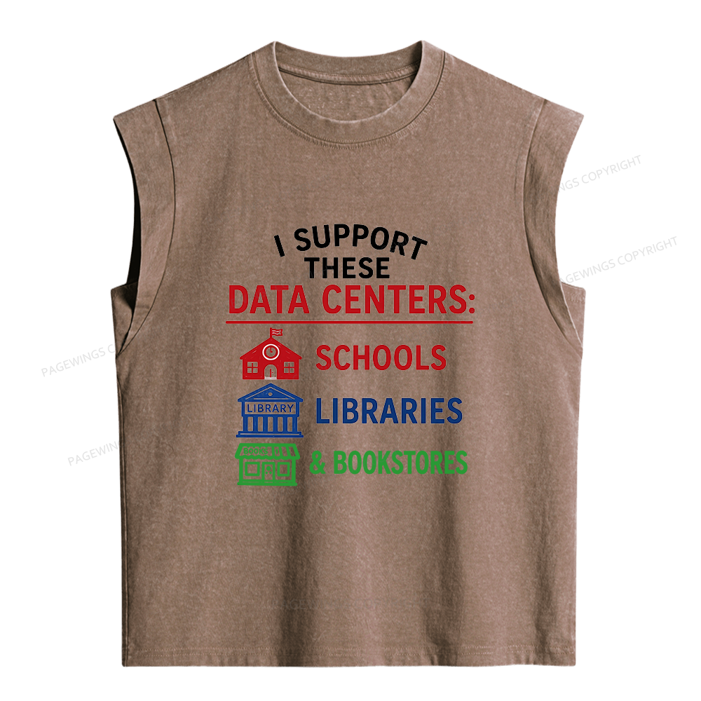 Pagewings I Support These Data Centers Women's Washed Tank Top