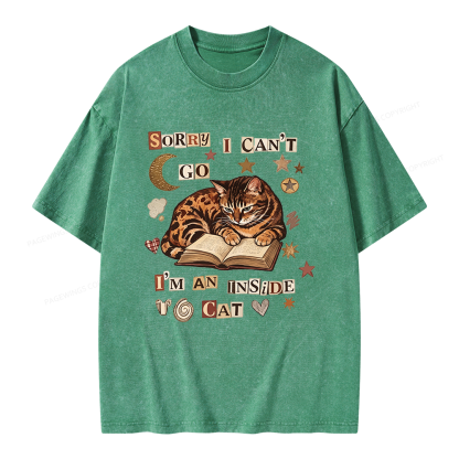 Pagewings Sorry I Can't Go I'm an Inside Cat Unisex Washed T-shirt
