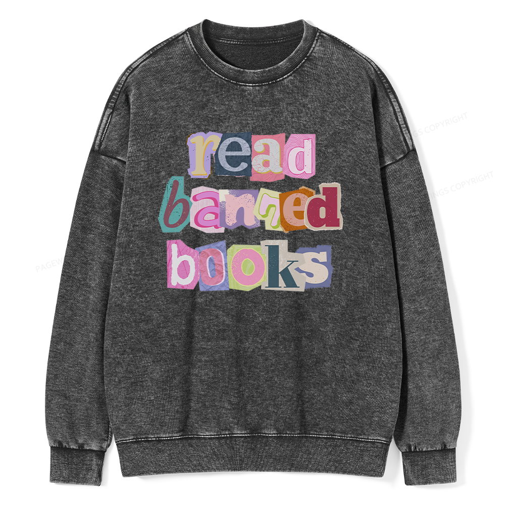 Pagewings Read Banned Books Unisex Washed Sweatshirt