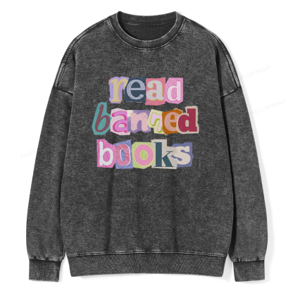 Pagewings Read Banned Books Unisex Washed Sweatshirt