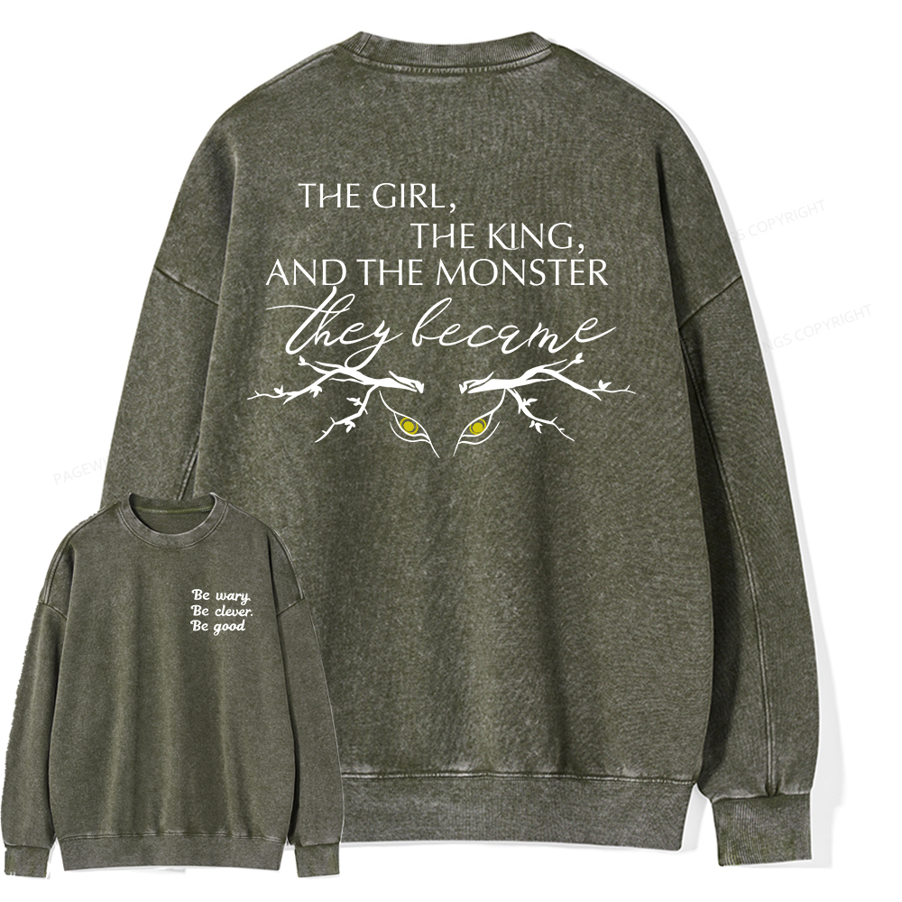 Pagewings Be Wary Be Clever Be Good Unisex Washed Sweatshirt