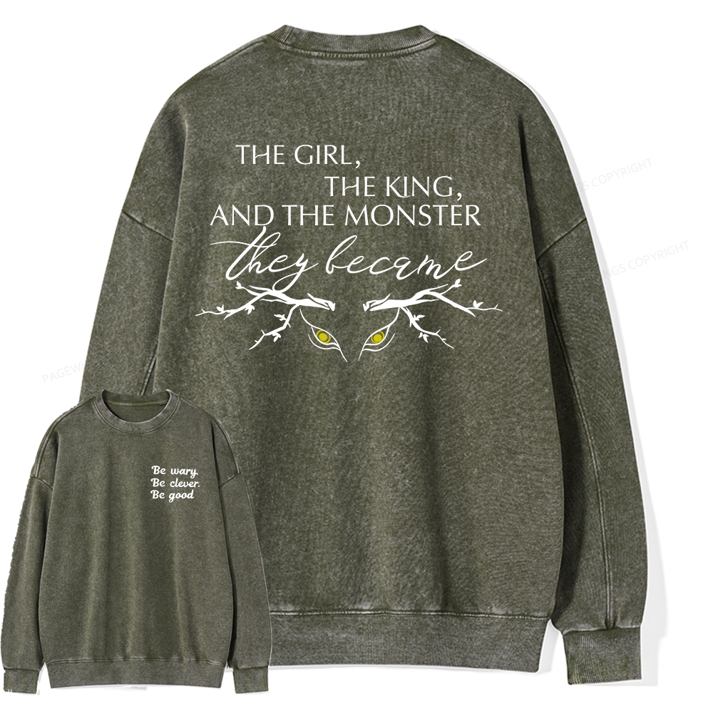 Pagewings Be Wary Be Clever Be Good Unisex Washed Sweatshirt
