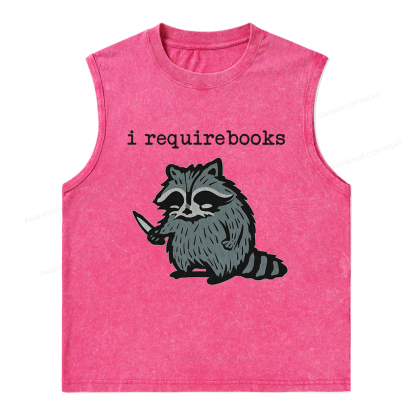 Pagewings I Require Books Unisex Washed Tank Top