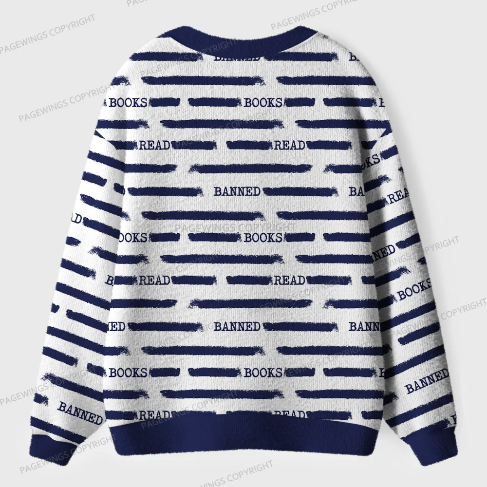 Pagewings Read Banned Books  Unisex Ugly Cardigan Sweaters